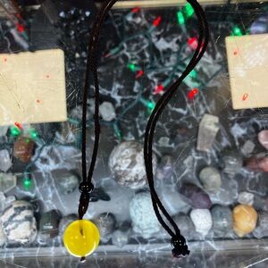 Yellow Beaded Necklace with Black Cord